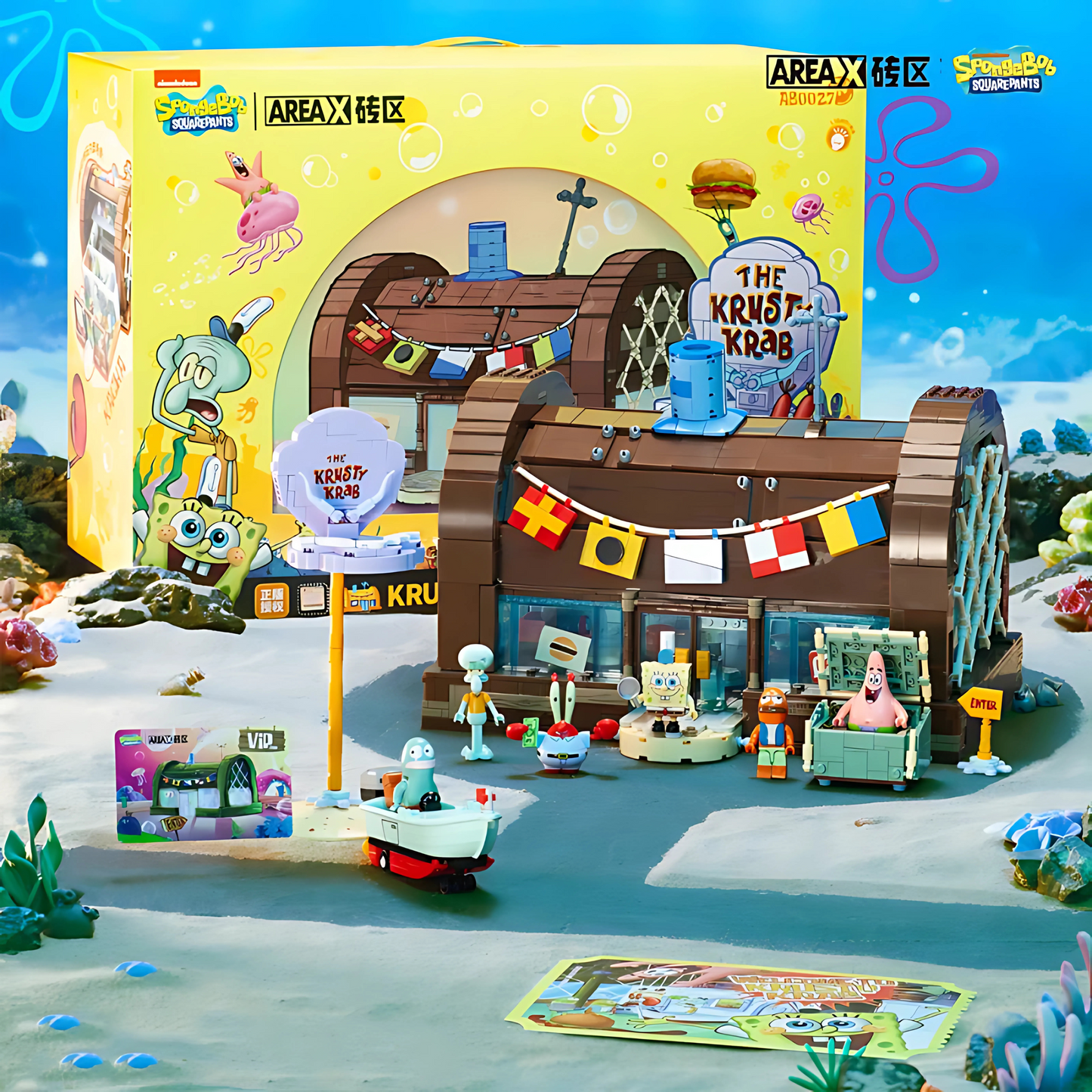 SpongeBob Krosse Krabbe mit 6 Figuren & Zubehör – Klemmbausteine Set von AreaX 2700Teile