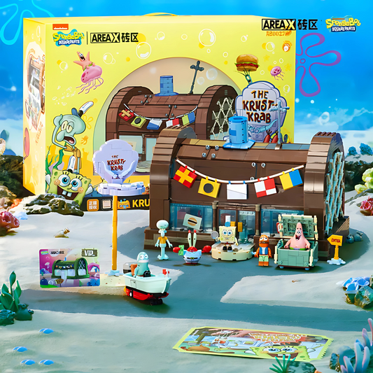 SpongeBob Krosse Krabbe mit 6 Figuren & Zubehör – Klemmbausteine Set von AreaX 2700Teile