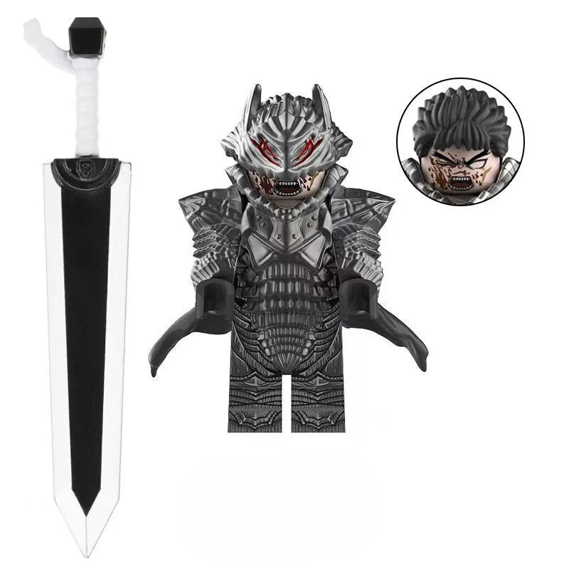 Berserk – Guts Klemmbausteinfigur (3 Varianten: Guts auf Pferd, Guts solo, Pferd solo)