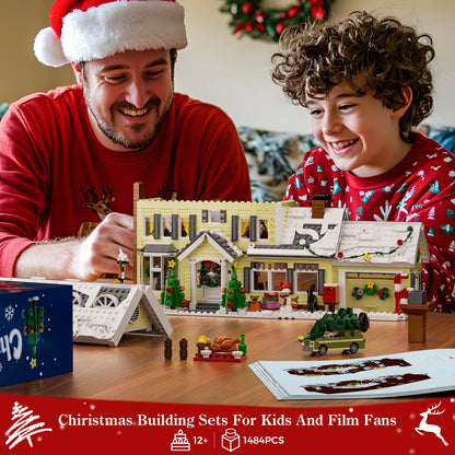 Weihnachts-Villa mit Beleuchtung – Festliches Klemmbaustein-Set (1484 Teile)