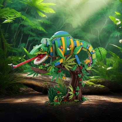 Chamäleon Klemmbaustein-Set – 4 Modellgrößen | 168–544 Teile | Dschungel-Tiermodell zum Bauen