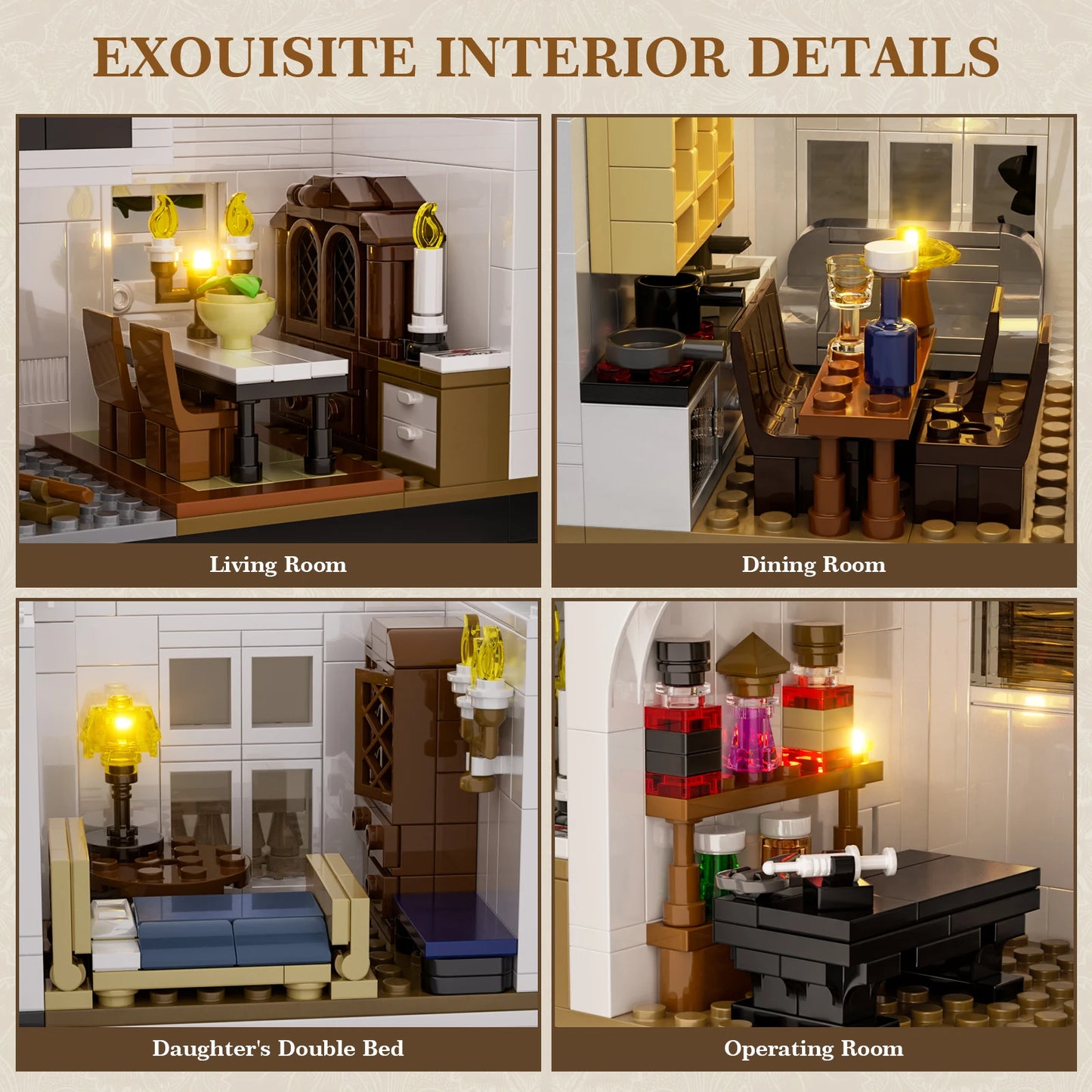 Owens Haus – Beleuchtetes Klemmbaustein-Villa-Set (1877 Teile)