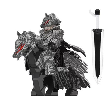Berserk – Guts Klemmbausteinfigur (3 Varianten: Guts auf Pferd, Guts solo, Pferd solo)