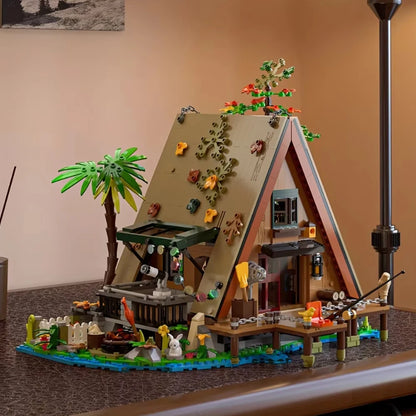 Klemmbausteine A-Frame Hütte mit LED – Abenteuer Hütte am See (1486/1108 Teile)