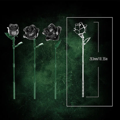 Dark Kiss – Schwarzer Rosenstrauß aus Klemmbausteinen (585 Teile)