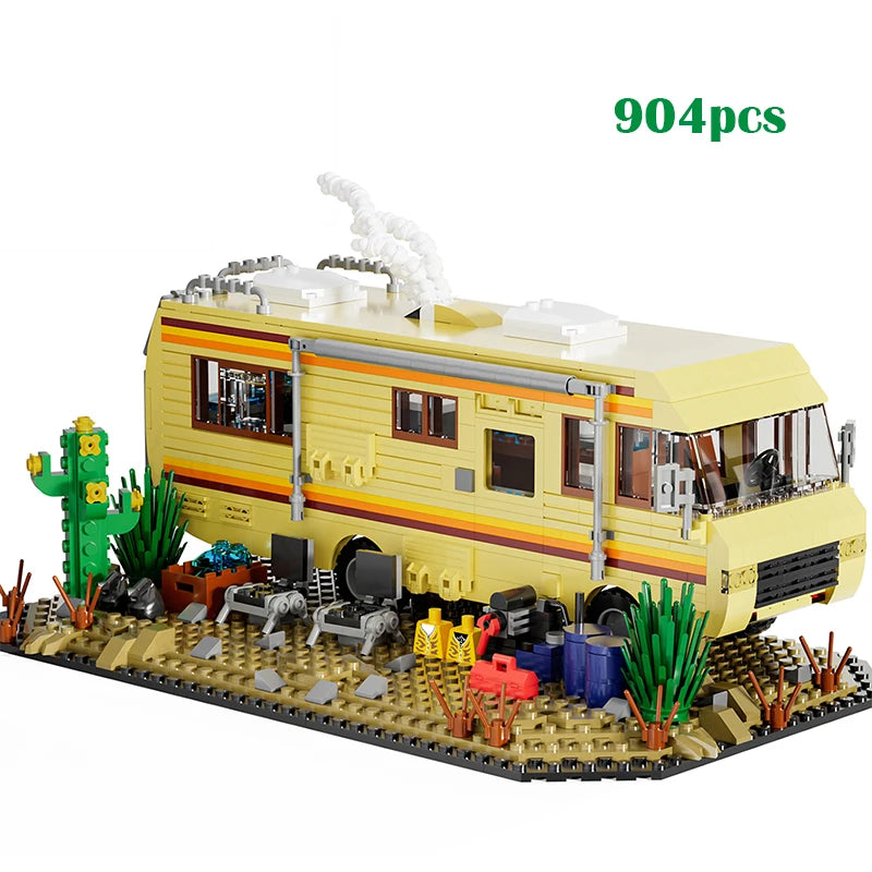 MOC Breaking Bad – „The Crystal Ship“ Wohnmobil Bauset (904 Teile + Walter & Jesse Figuren)