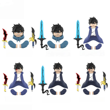 Solo Leveling – 6er Klemmbaustein Figuren-Set (Sung Jin-Woo Varianten)