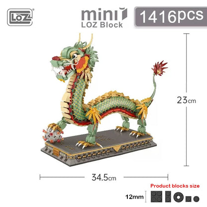 Chinesischer Drache – Micro-Klemmbaustein Modell (1416 Teile)