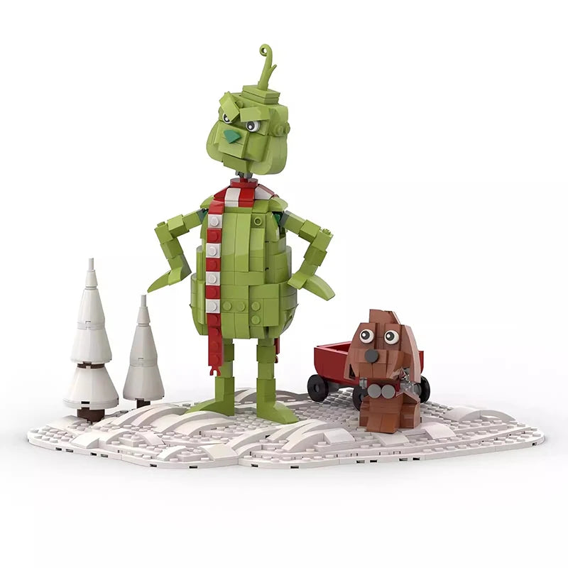 Bricklink Grinch Klemmbaustein-Figur – witzige Weihnachtsdeko in 3 Varianten