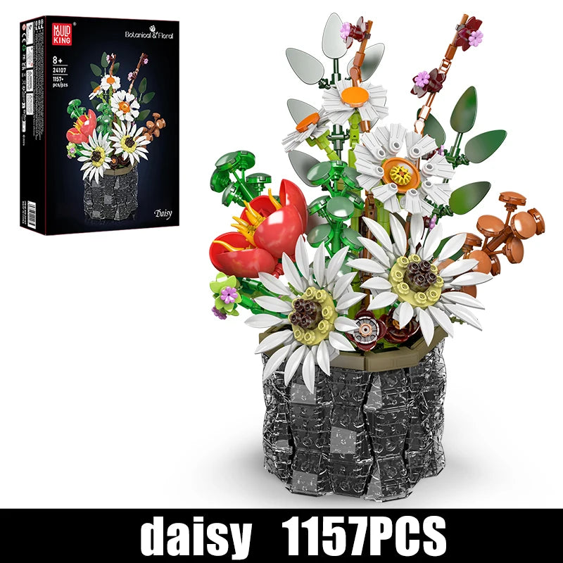 Mould King 24107 Botanical & Floral – Bunter Blumenstrauß aus Klemmbausteinen (1157 Teile)