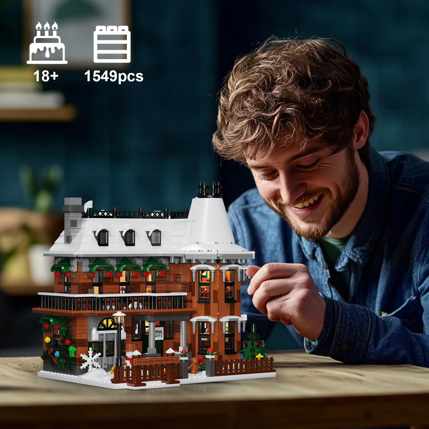 Winterliches Bedford Hotel – Weihnachts-Klemmbaustein-Set (1549 Teile)