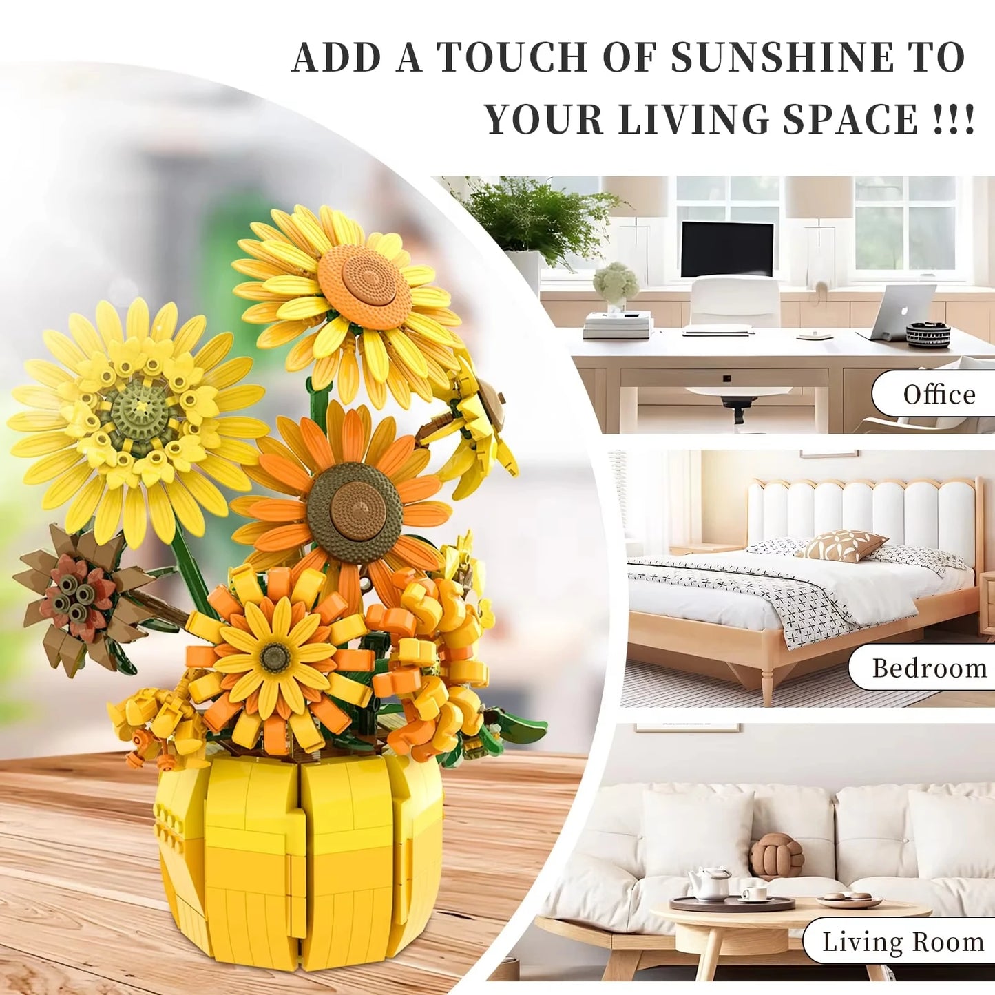 Sonnenblume mit Vase (1009Teile)