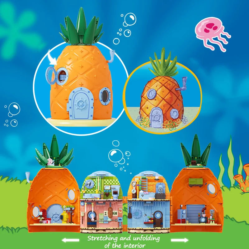 SpongeBob Ananas-Haus mit 4 Figuren & Gary – Kultiges Klemmbaustein-Set
