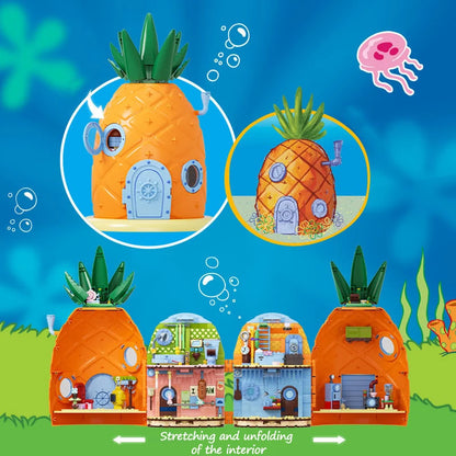SpongeBob Ananas-Haus mit 4 Figuren & Gary – Kultiges Klemmbaustein-Set