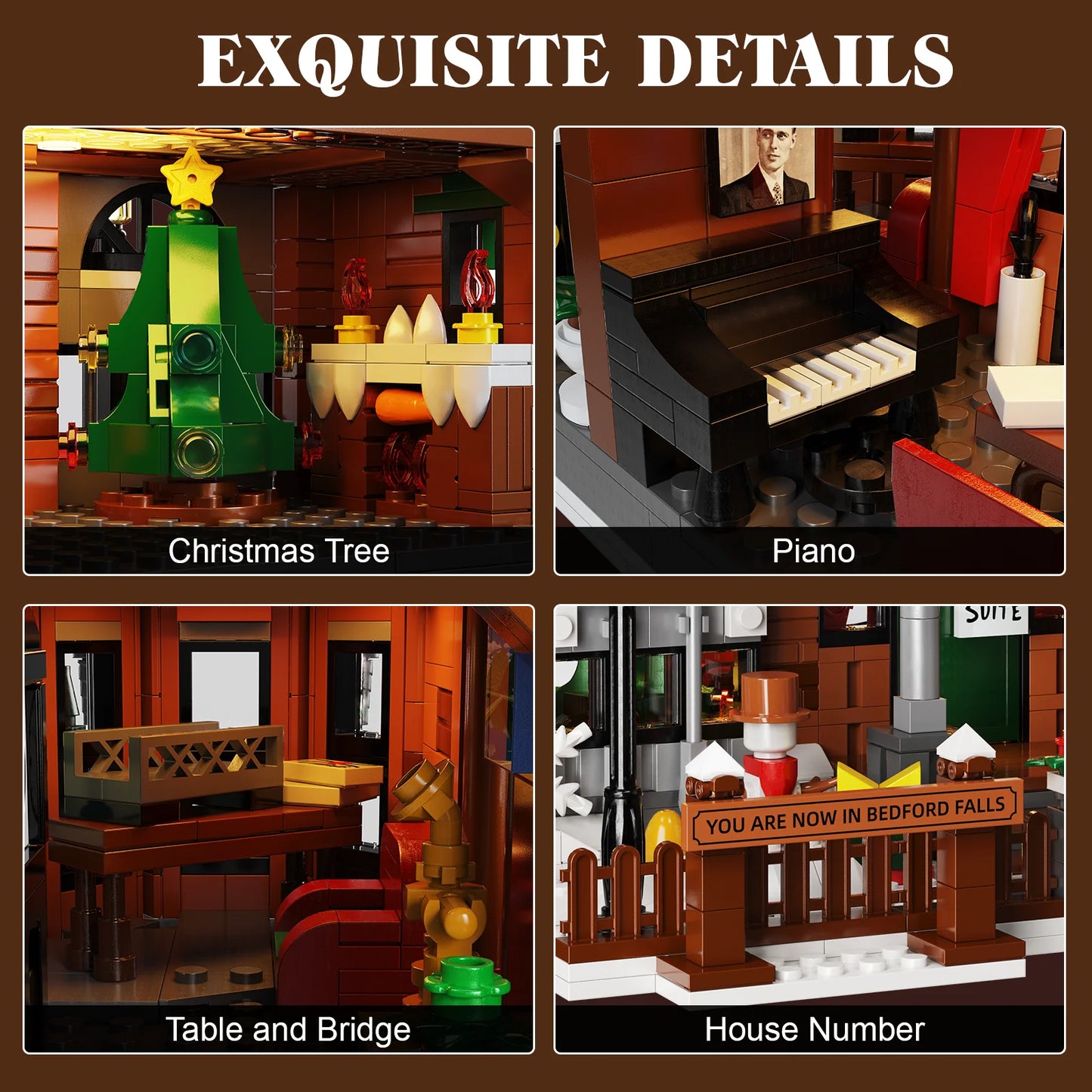 Winterliches Bedford Hotel – Weihnachts-Klemmbaustein-Set (1549 Teile)