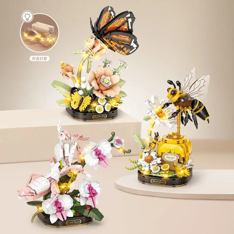 🌸🦋 Insekten Set – Leuchtende Blumen & Insekten-Modelle