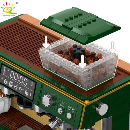 HUIQIBAO Klemmbausteine Kaffeemaschine – Barista Style Espresso Maker (928 Teile) - Ohne Box