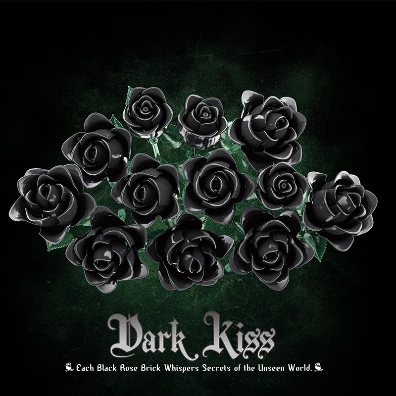 Dark Kiss – Schwarzer Rosenstrauß aus Klemmbausteinen (585 Teile)