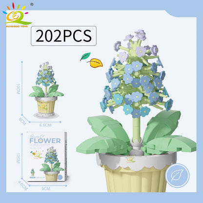 HUIQIBAO Klemmbausteine Blumen im Mini-Topf – Flower Pot Serie (12 Modelle)