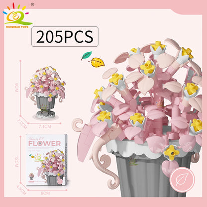 HUIQIBAO Klemmbausteine Blumen im Mini-Topf – Flower Pot Serie (12 Modelle)
