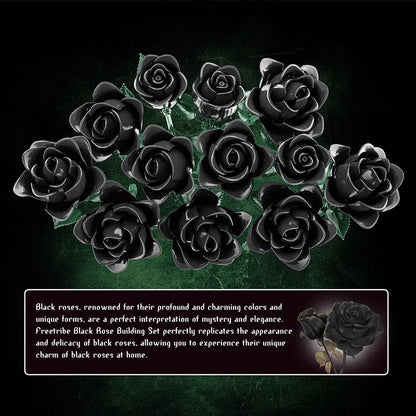 Dark Kiss – Schwarzer Rosenstrauß aus Klemmbausteinen (585 Teile)