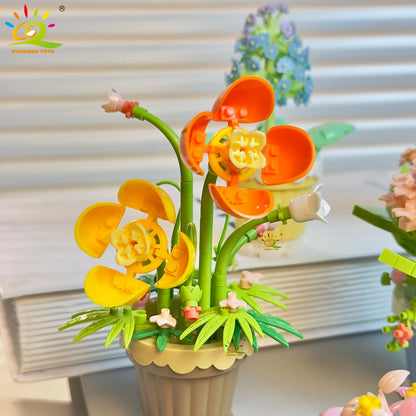 HUIQIBAO Klemmbausteine Blumen im Mini-Topf – Flower Pot Serie (12 Modelle)