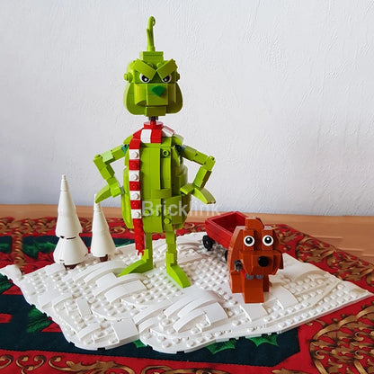 Bricklink Grinch Klemmbaustein-Figur – witzige Weihnachtsdeko in 3 Varianten