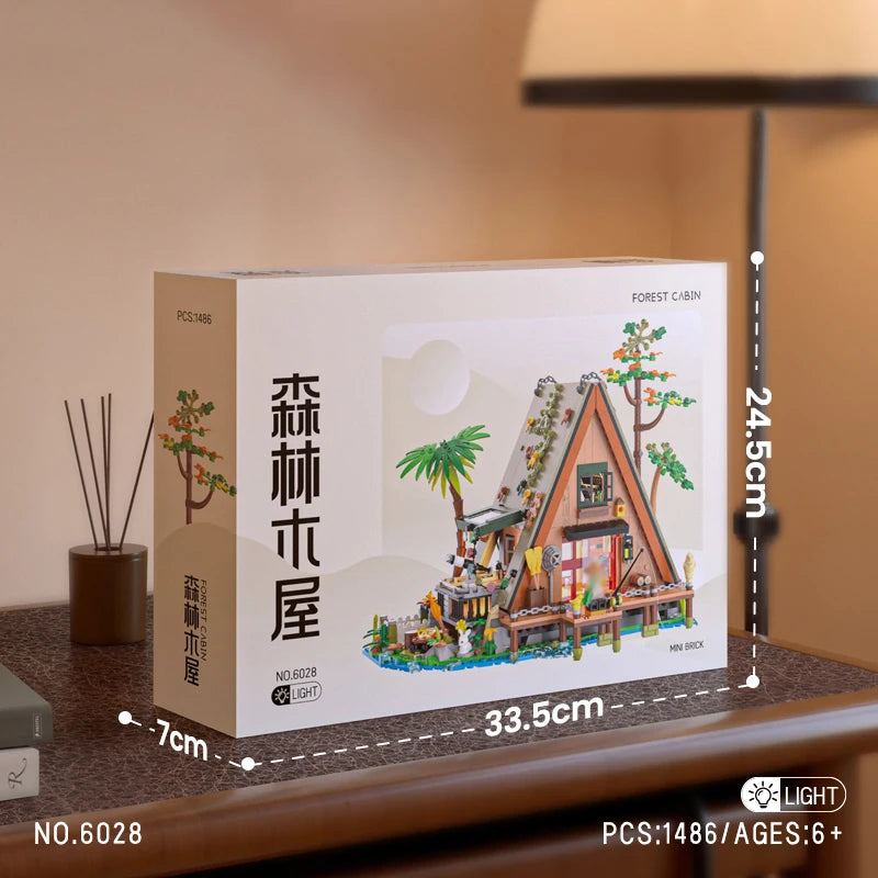 Klemmbausteine A-Frame Hütte mit LED – Abenteuer Hütte am See (1486/1108 Teile)