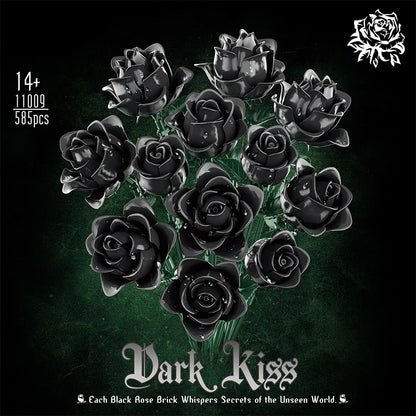 Dark Kiss – Schwarzer Rosenstrauß aus Klemmbausteinen (585 Teile)