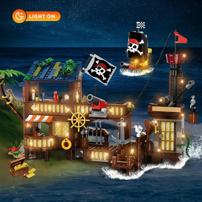 HOGOKIDS 🏴‍☠️ Piratenfestung „Island Storm“ – 3-in-1 Abenteuer-Set aus Klemmbausteinen