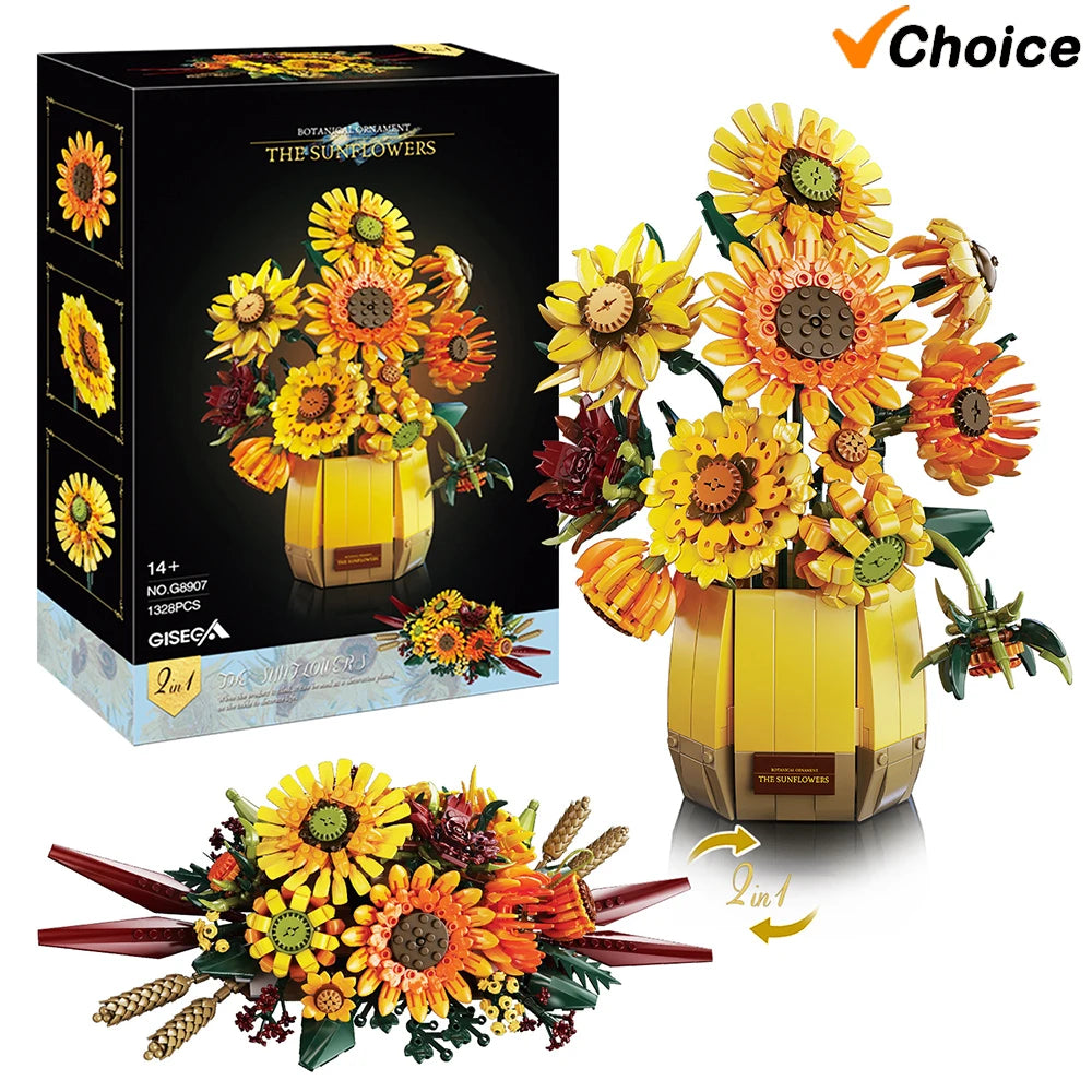Sonnenblume mit Vase 1328 Teile