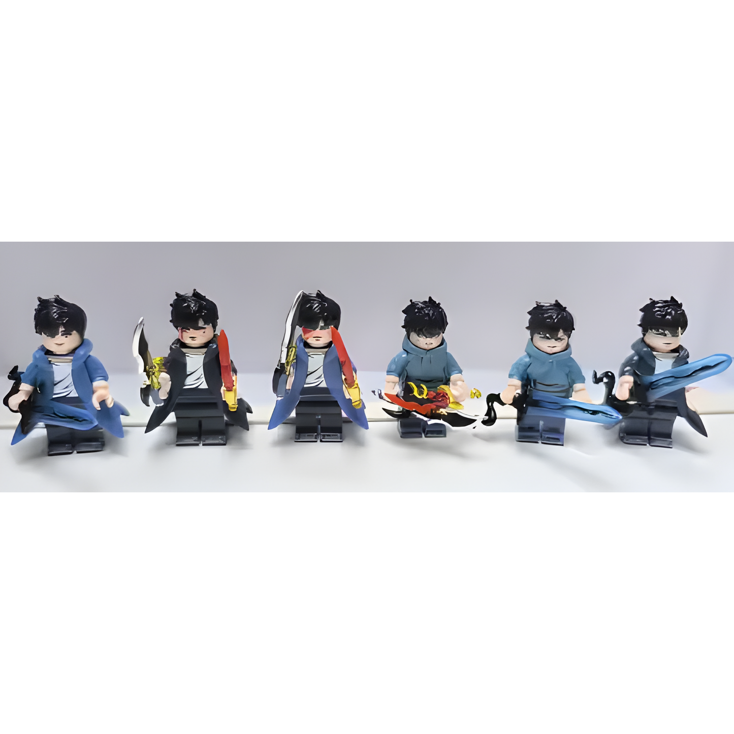 Solo Leveling – 6er Klemmbaustein Figuren-Set (Sung Jin-Woo Varianten)